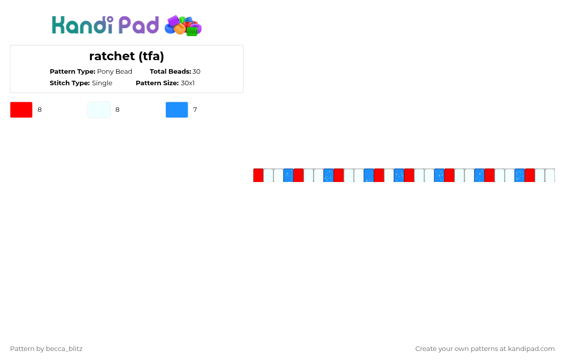 ratchet (tfa) - Pony Bead Pattern by the-spark-chamber on Kandi Pad - red,light blue