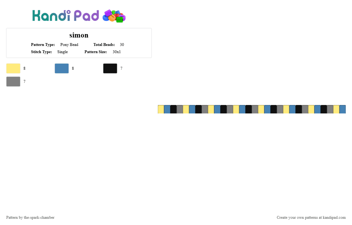 simon - Pony Bead Pattern by the-spark-chamber on Kandi Pad - yellow,blue