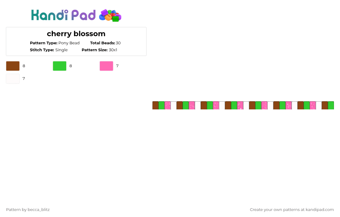 cherry blossom - Pony Bead Pattern by the-spark-chamber on Kandi Pad - red,green