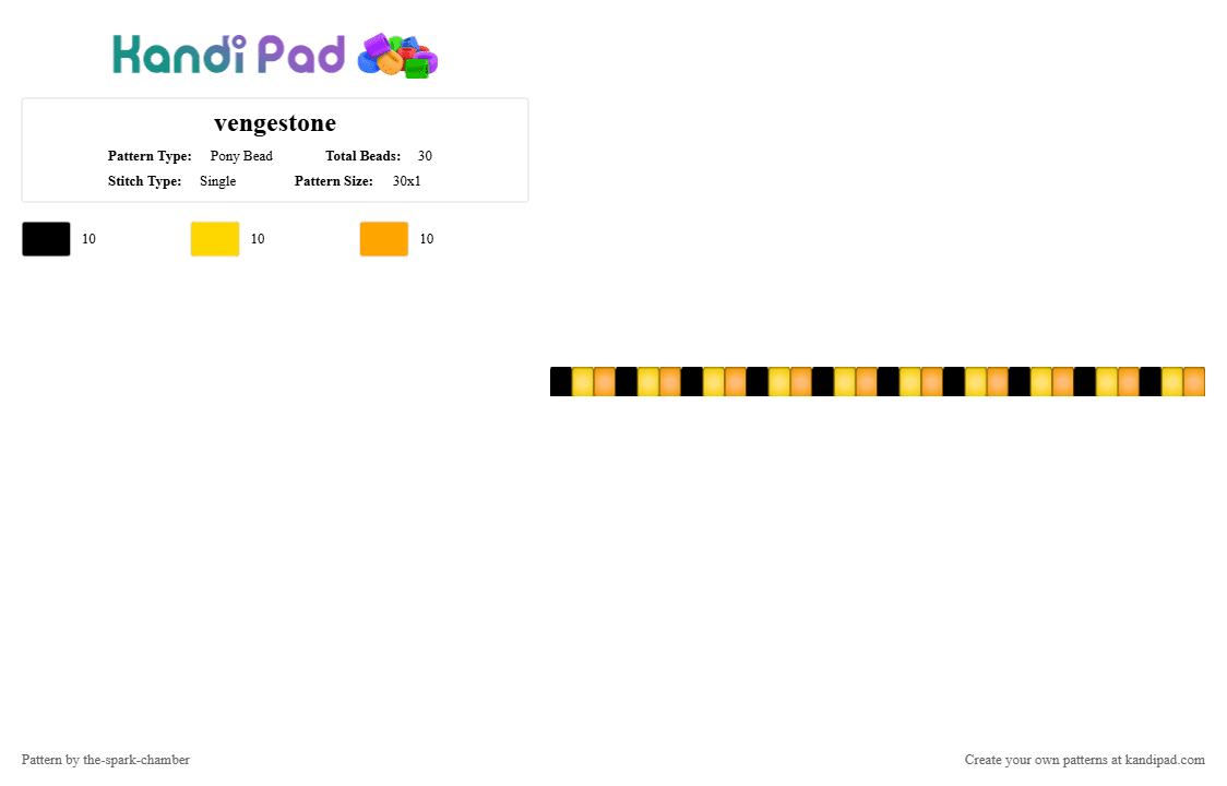 vengestone - Pony Bead Pattern by the-spark-chamber on Kandi Pad - yellow,orange,oramge,black,ningago