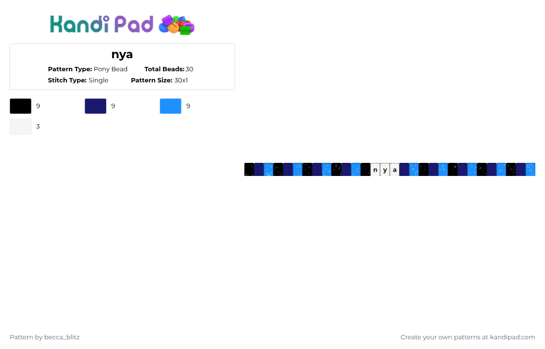 nya - Pony Bead Pattern by the-spark-chamber on Kandi Pad - purple,light blue