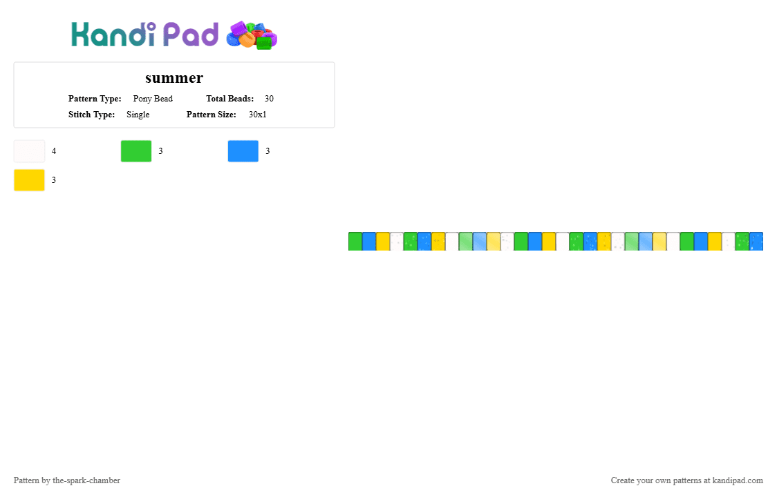 summer - Pony Bead Pattern by the-spark-chamber on Kandi Pad - green,light blue,glitter,sun change,blue,yellow,clear