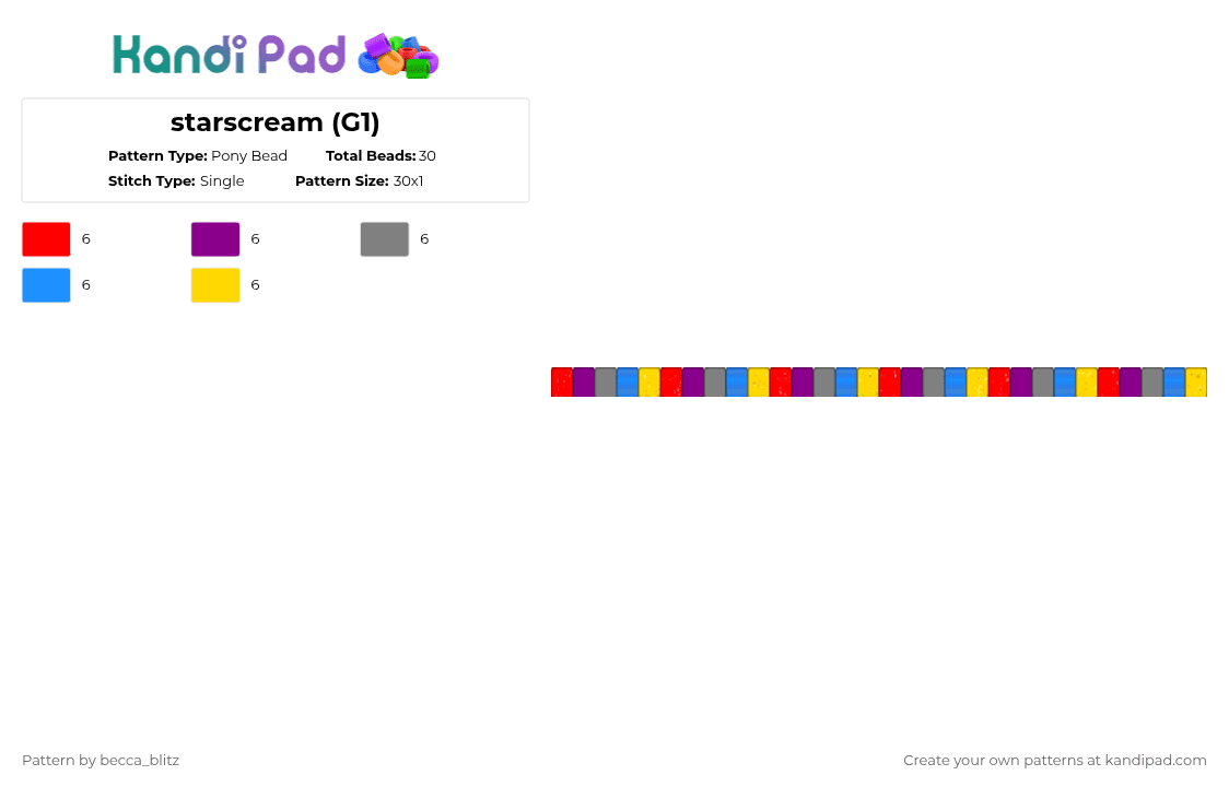 starscream (G1) - Pony Bead Pattern by the-spark-chamber on Kandi Pad - pink,light blue,colorful