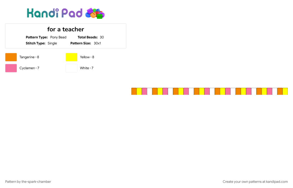 for a teacher - Pony Bead Pattern by the-spark-chamber on Kandi Pad - orange, yellow
