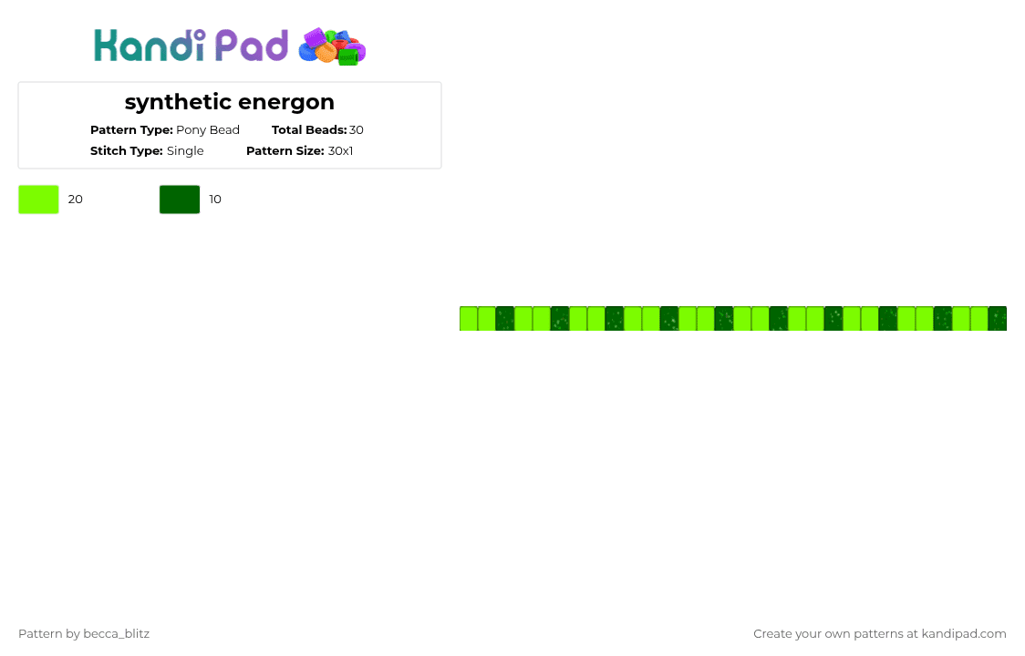 synthetic energon - Pony Bead Pattern by the-spark-chamber on Kandi Pad - green