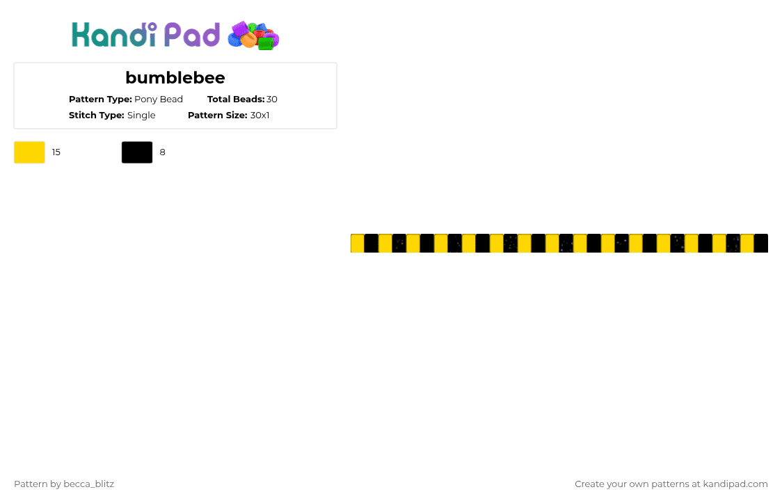 bumblebee - Pony Bead Pattern by the-spark-chamber on Kandi Pad - yellow,black