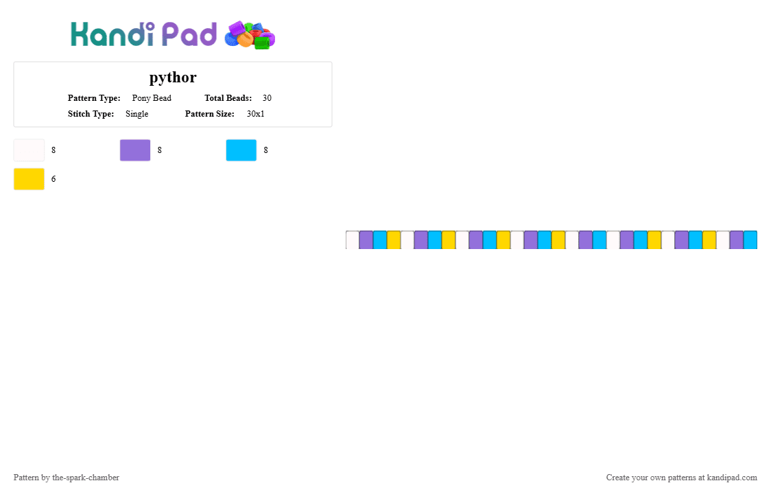 pythor - Pony Bead Pattern by the-spark-chamber on Kandi Pad - purple,light blue