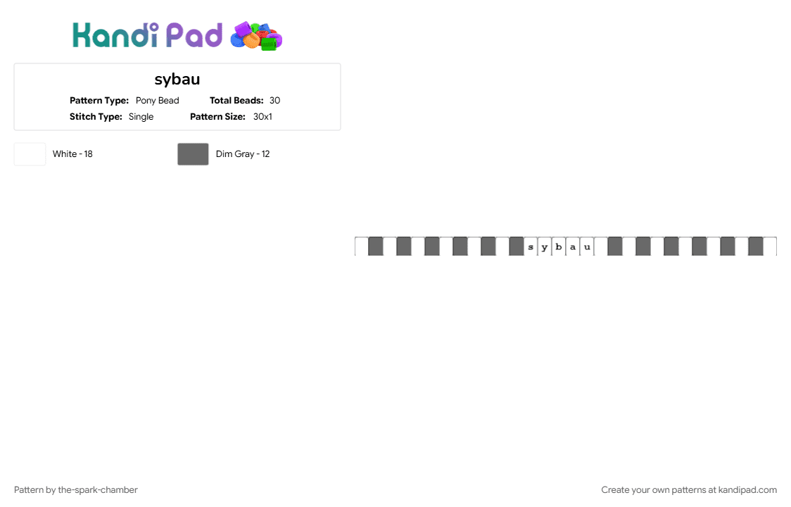 sybau - Pony Bead Pattern by the-spark-chamber on Kandi Pad - gray, white