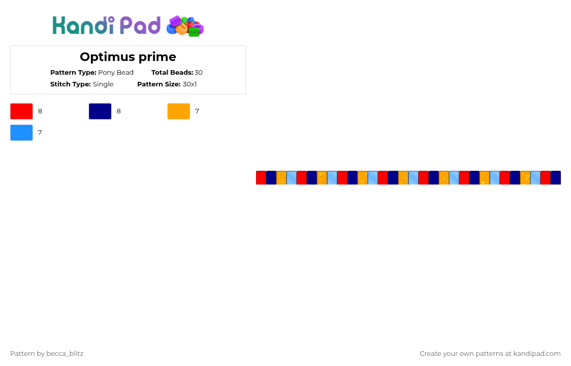 Optimus prime - Pony Bead Pattern by the-spark-chamber on Kandi Pad - red,purple