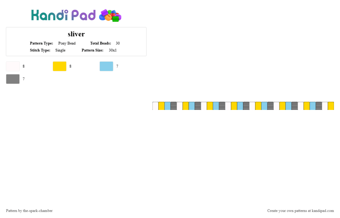 sliver - Pony Bead Pattern by the-spark-chamber on Kandi Pad - yellow