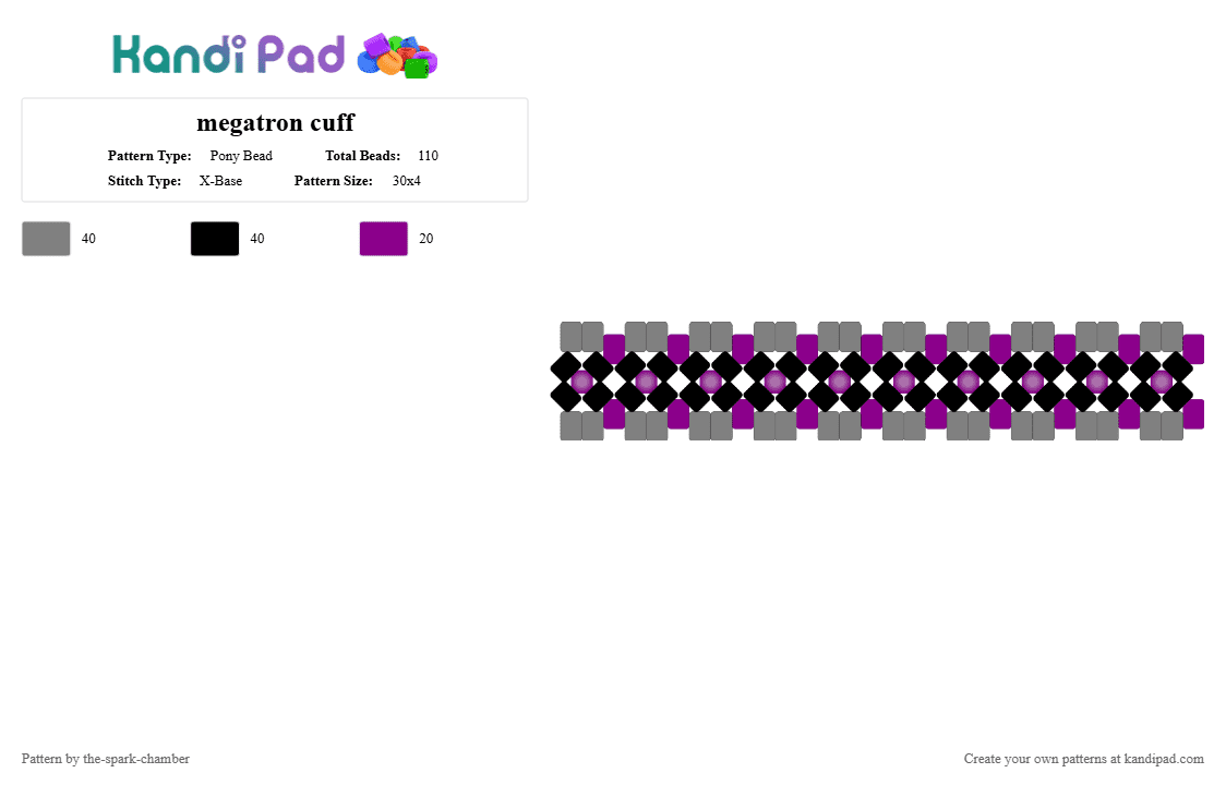 megatron cuff - Pony Bead Pattern by the-spark-chamber on Kandi Pad - gray,pink