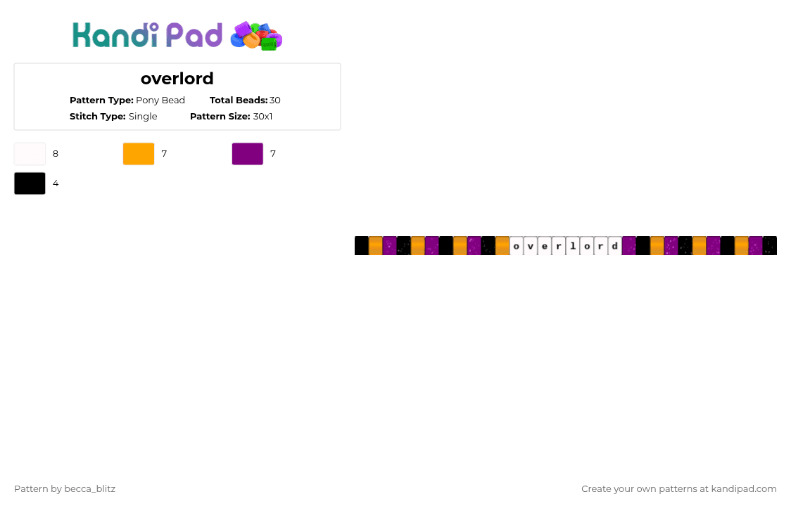 overlord - Pony Bead Pattern by the-spark-chamber on Kandi Pad - orange,pink