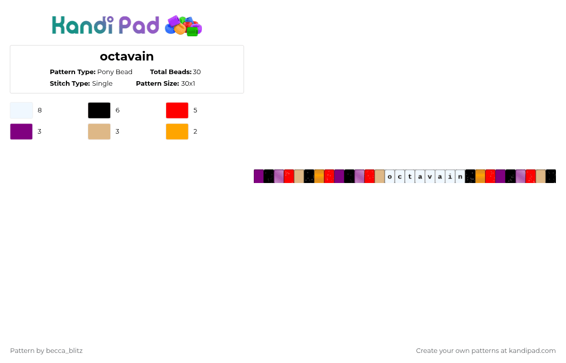 octavain - Pony Bead Pattern by the-spark-chamber on Kandi Pad - pink,red