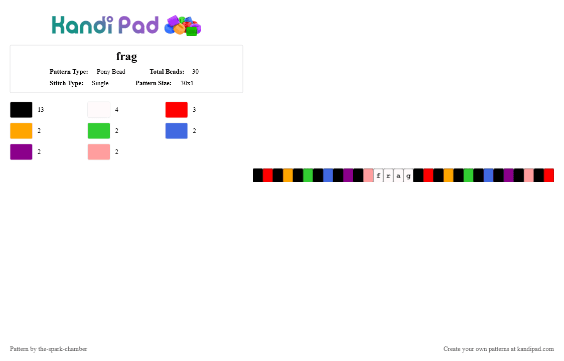 frag - Pony Bead Pattern by the-spark-chamber on Kandi Pad - black,red,green,pink,colorful,rainbow