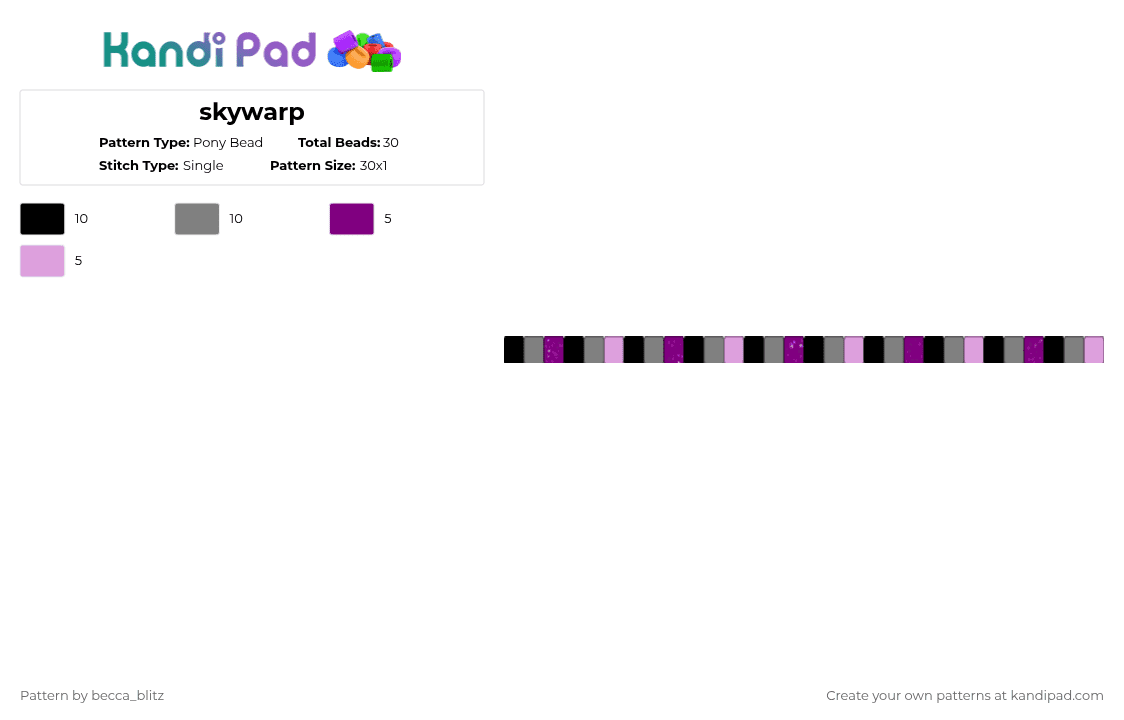skywarp - Pony Bead Pattern by the-spark-chamber on Kandi Pad - gray,pink