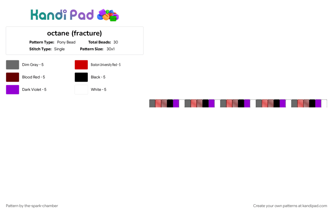 octane (fracture) - Pony Bead Pattern by the-spark-chamber on Kandi Pad - black, brown, clear, gray, grey, octane, purple, red, transformers, white