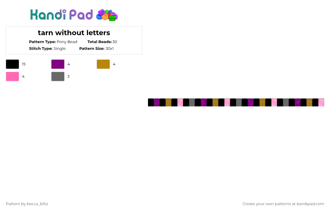 tarn without letters - Pony Bead Pattern by the-spark-chamber on Kandi Pad - pink