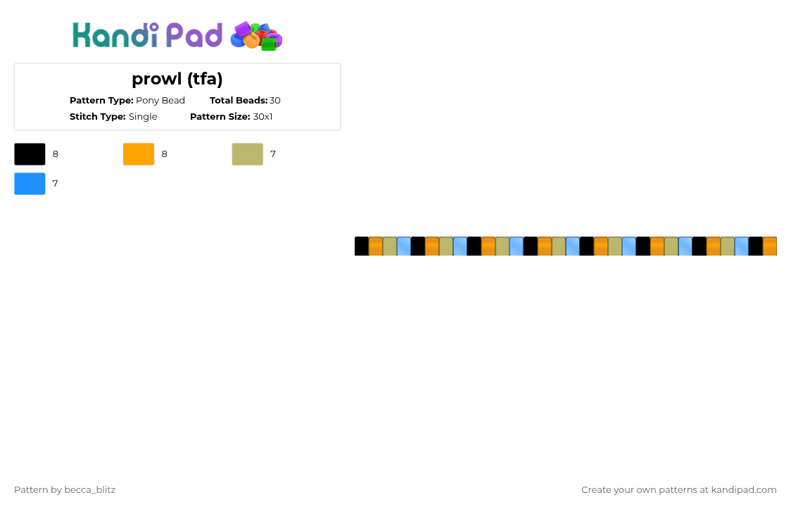 prowl (tfa) - Pony Bead Pattern by the-spark-chamber on Kandi Pad - orange