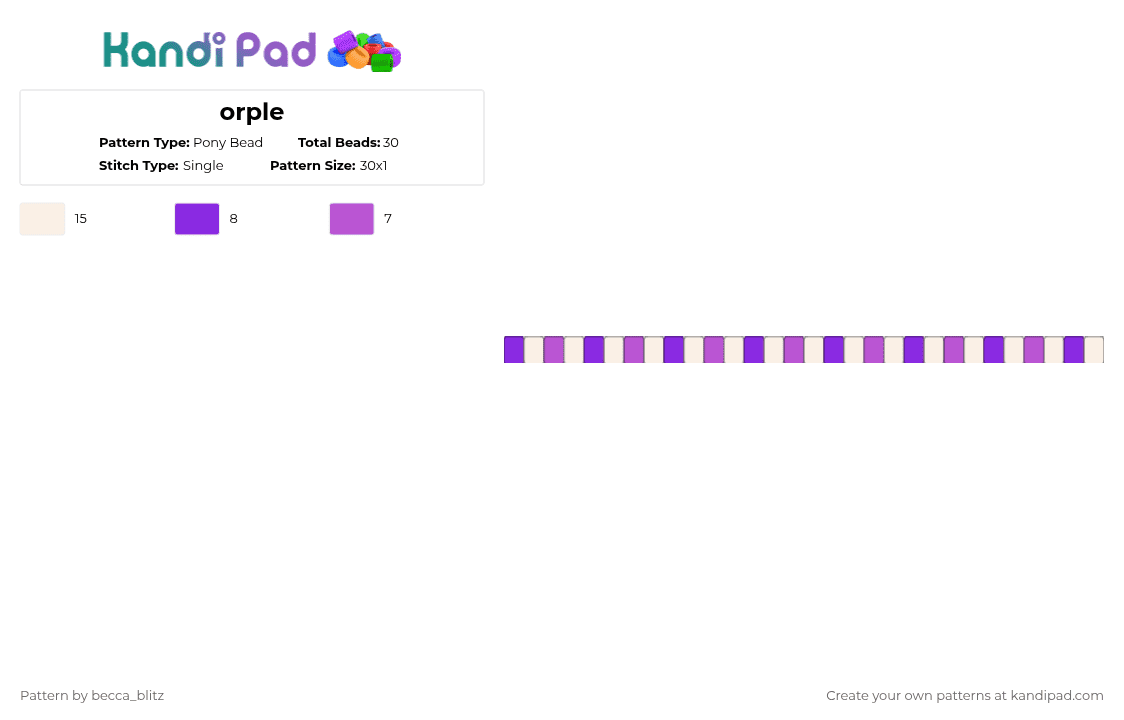 orple - Pony Bead Pattern by the-spark-chamber on Kandi Pad - purple,pink
