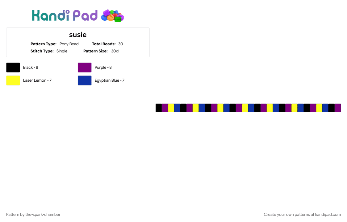 susie - Pony Bead Pattern by the-spark-chamber on Kandi Pad - black, blue, deltarune, pink, purple, susie, yellow