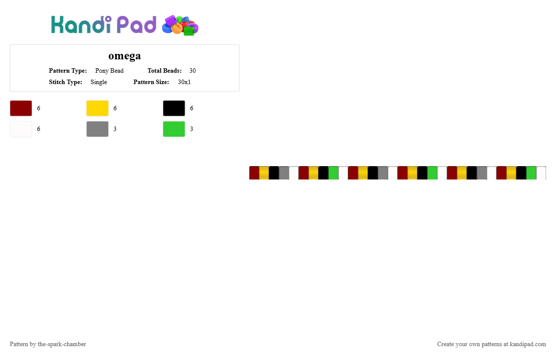 omega - Pony Bead Pattern by the-spark-chamber on Kandi Pad - red,yellow