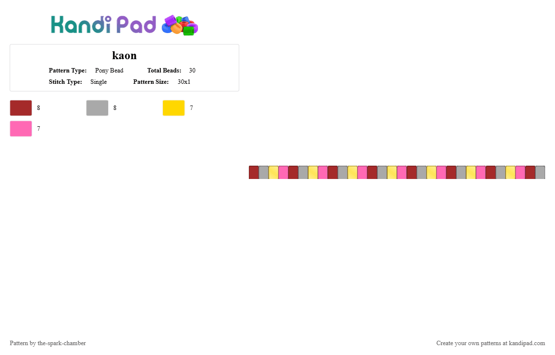 kaon - Pony Bead Pattern by the-spark-chamber on Kandi Pad - red,beige