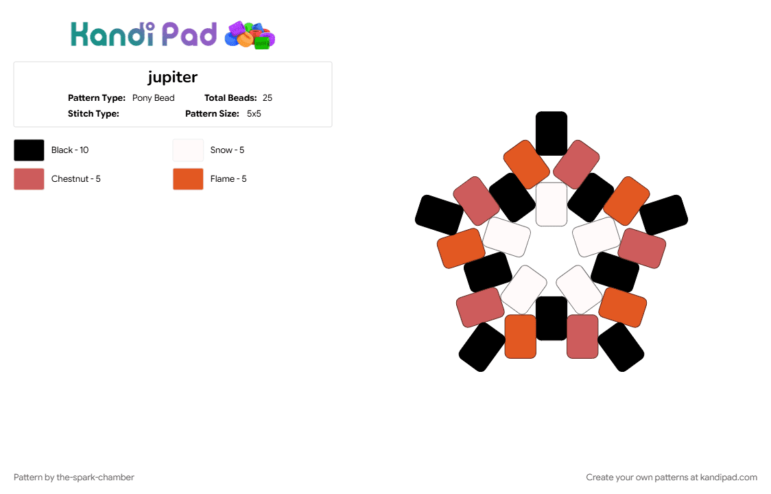 jupiter - Pony Bead Pattern by the-spark-chamber on Kandi Pad - red, white