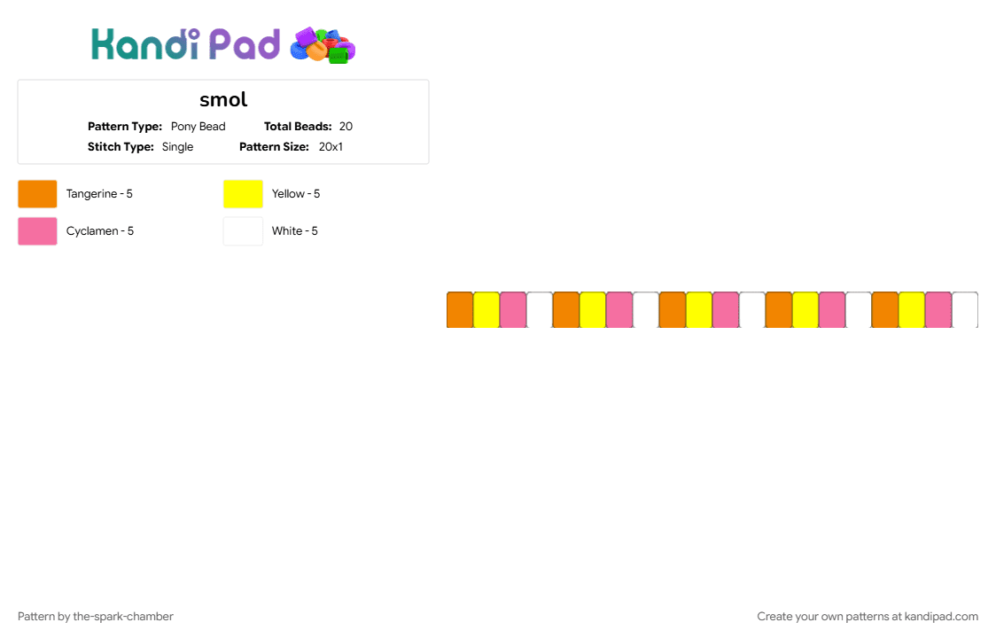 smol - Pony Bead Pattern by the-spark-chamber on Kandi Pad - orange, pink, yellow