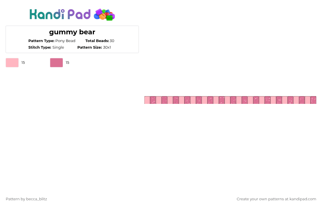 gummy bear - Pony Bead Pattern by the-spark-chamber on Kandi Pad - pink