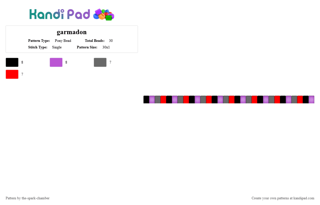 garmadon - Pony Bead Pattern by the-spark-chamber on Kandi Pad - pink,black,ninjago,red,purple,gray,villain,garmadon,glow in the dark