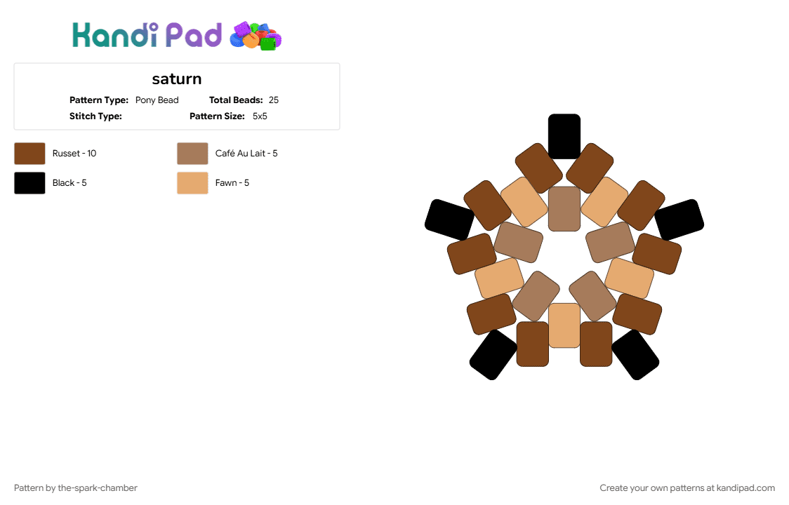 saturn - Pony Bead Pattern by the-spark-chamber on Kandi Pad - brown