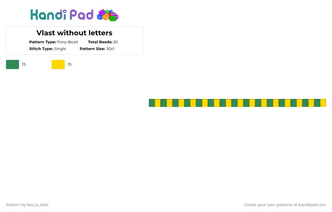 Vlast without letters - Pony Bead Pattern by the-spark-chamber on Kandi Pad - green,yellow