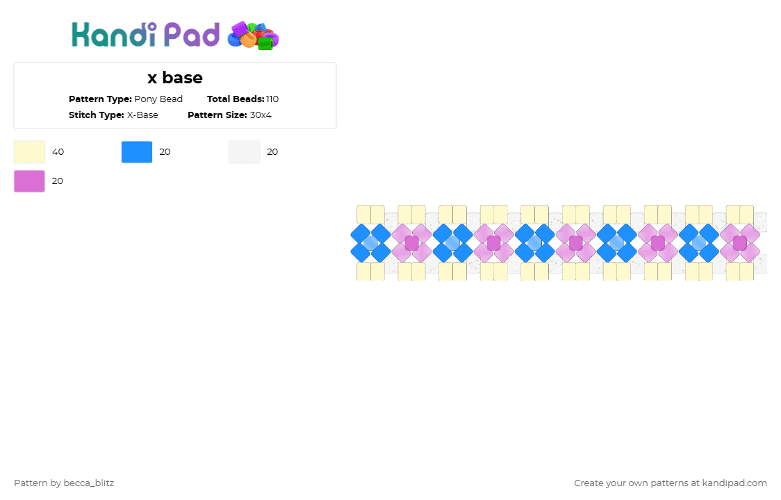 x base - Pony Bead Pattern by the-spark-chamber on Kandi Pad - yellow
