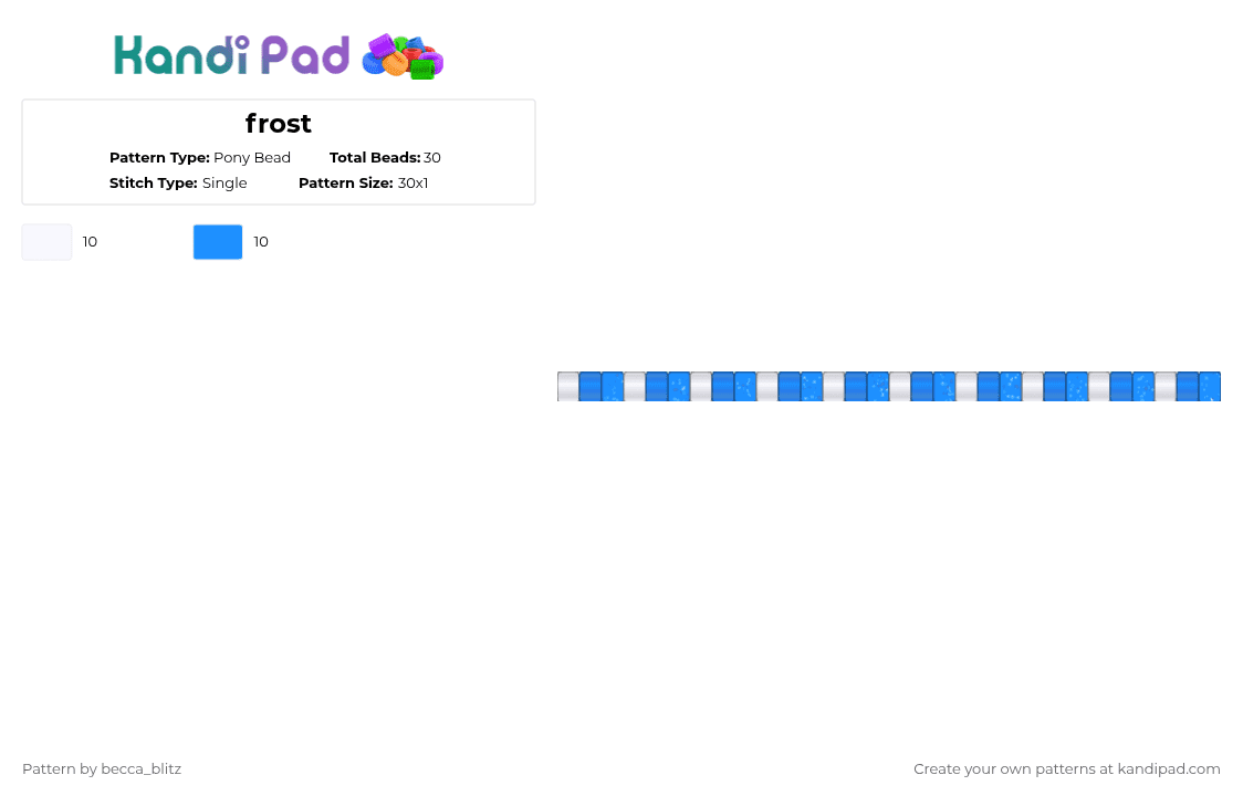 frost - Pony Bead Pattern by the-spark-chamber on Kandi Pad - white,light blue