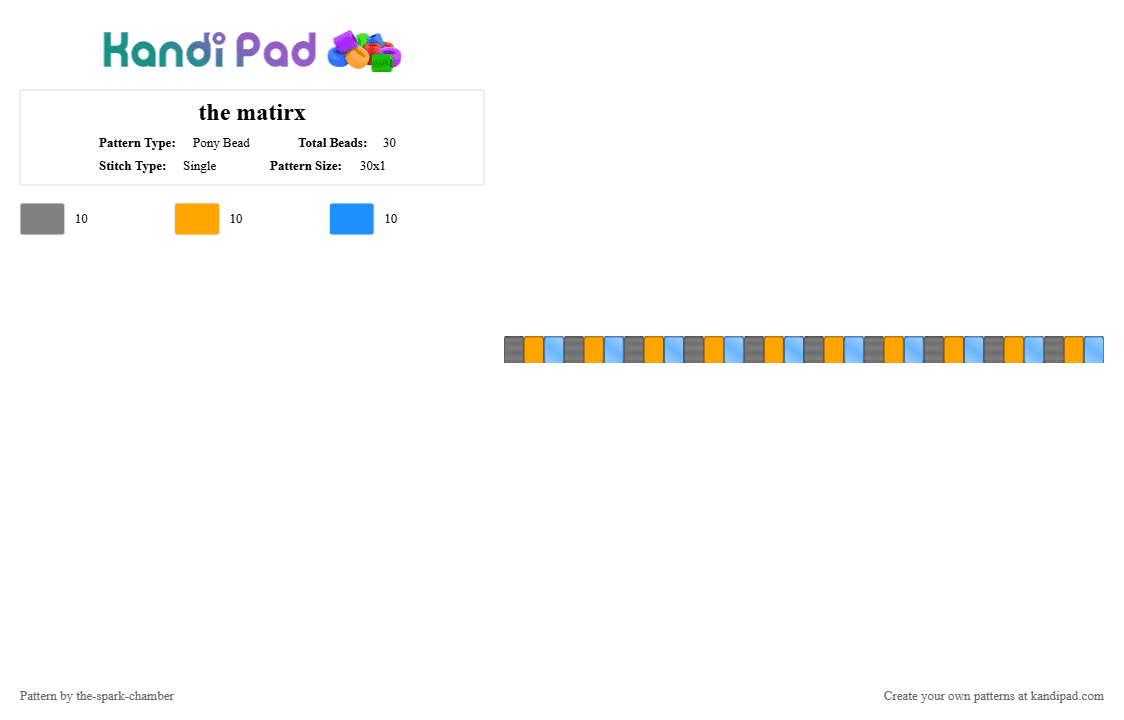 the matirx - Pony Bead Pattern by the-spark-chamber on Kandi Pad - gray,orange,light blue