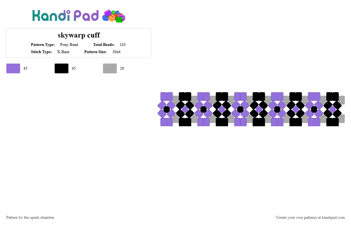 skywarp cuff - Pony Bead Pattern by the-spark-chamber on Kandi Pad - purple,beige,black,gray,decepticon,skeeker,tf