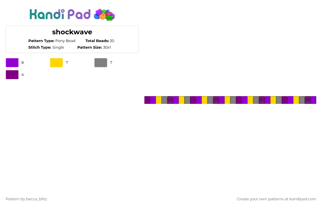 shockwave - Pony Bead Pattern by the-spark-chamber on Kandi Pad - pink,purple