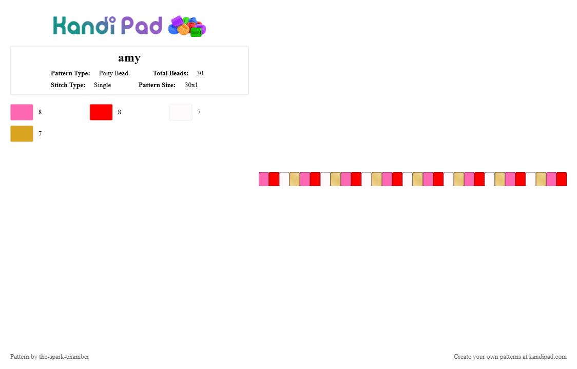 amy - Pony Bead Pattern by the-spark-chamber on Kandi Pad - pink,red