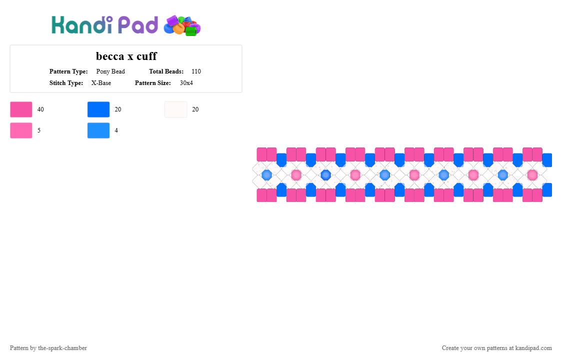 becca x cuff - Pony Bead Pattern by the-spark-chamber on Kandi Pad - pink