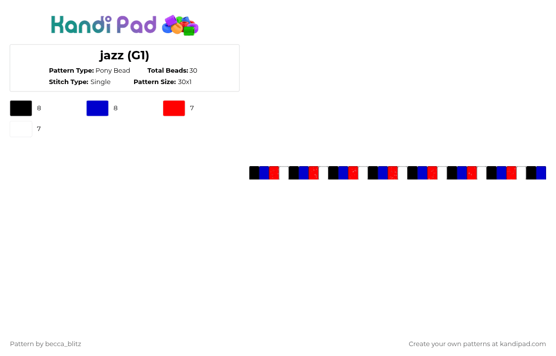 jazz (G1) - Pony Bead Pattern by the-spark-chamber on Kandi Pad - purple,red