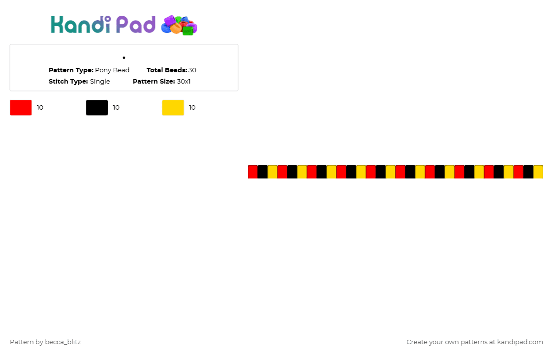 . - Pony Bead Pattern by the-spark-chamber on Kandi Pad - red,yellow