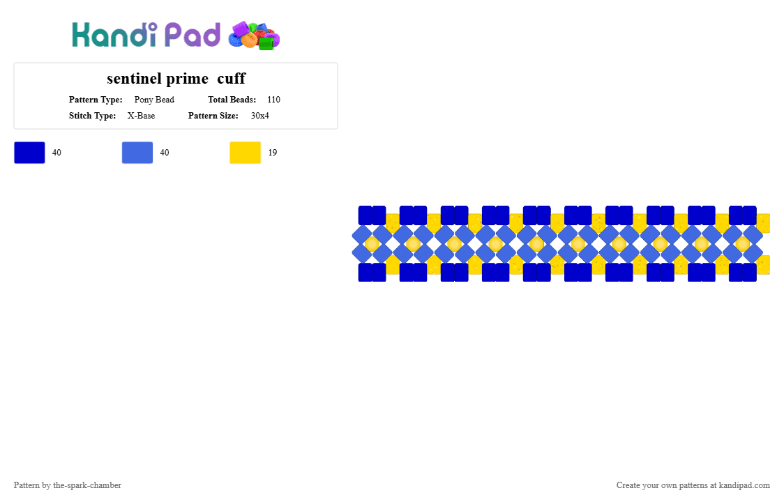 sentinel prime  cuff - Pony Bead Pattern by the-spark-chamber on Kandi Pad - purple,blue,a prime,tfo,villain,ight blue,gold,glitter,glow in the dark