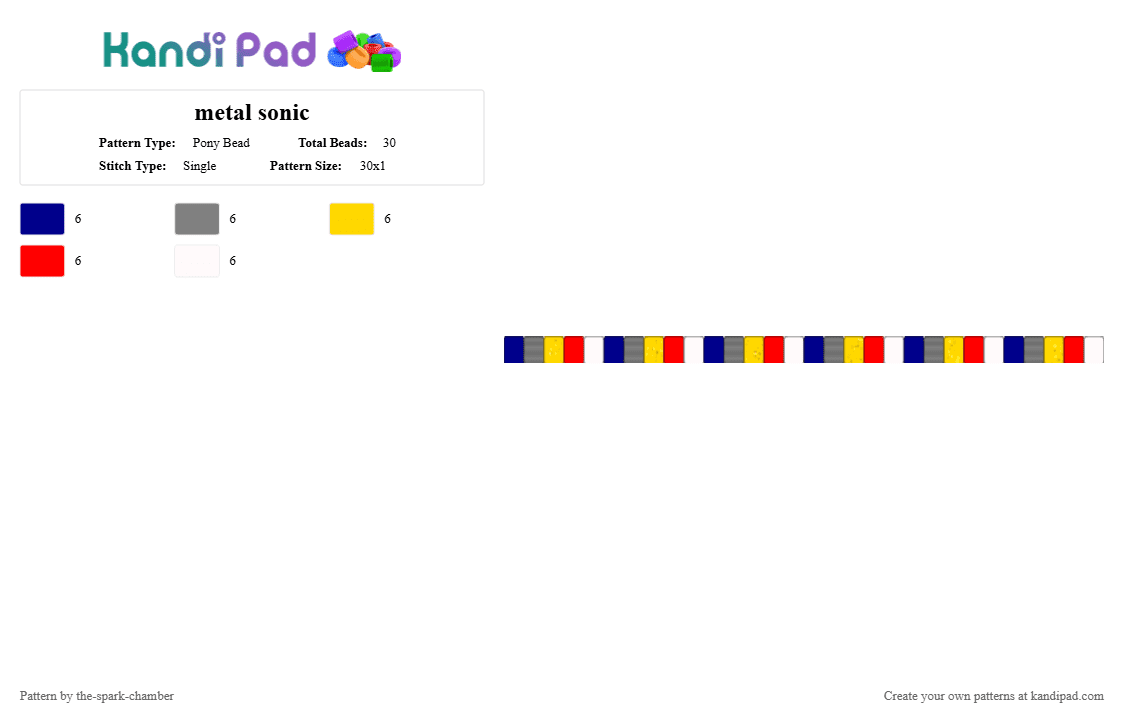 metal sonic - Pony Bead Pattern by the-spark-chamber on Kandi Pad - purple,gray,yellow,red
