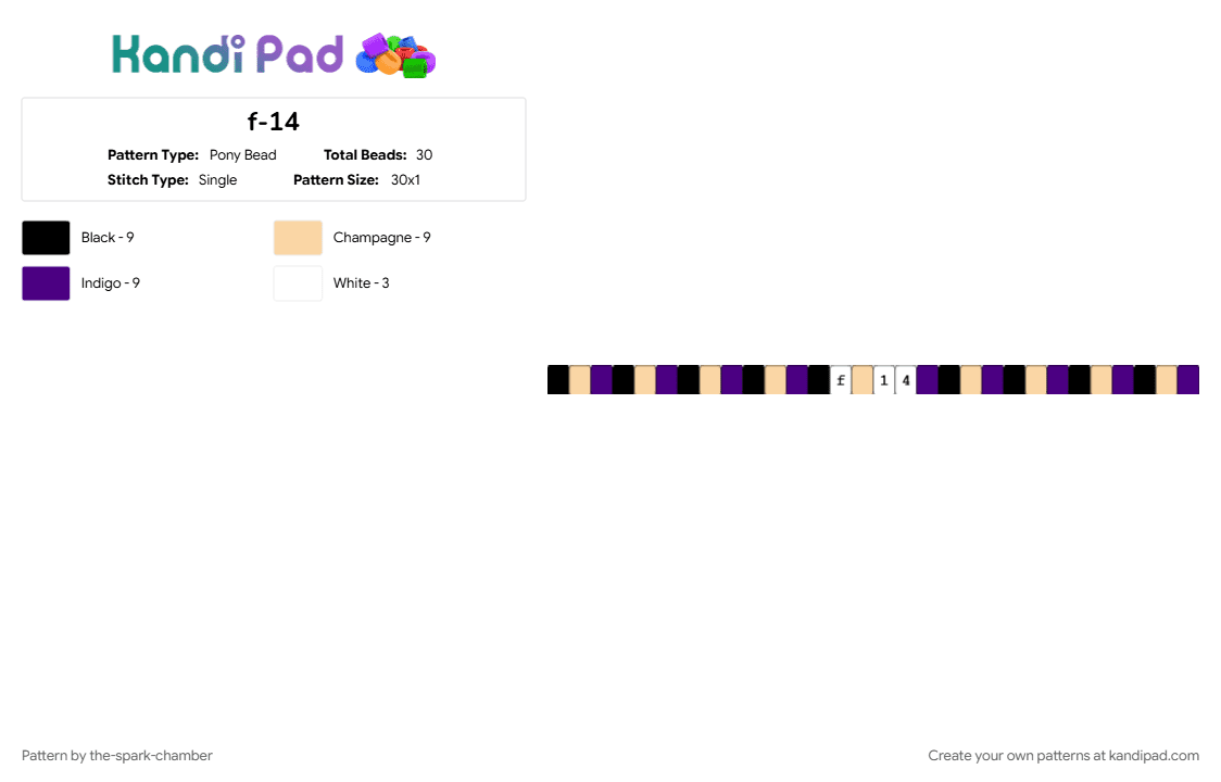 f-14 - Pony Bead Pattern by the-spark-chamber on Kandi Pad - beige, purple