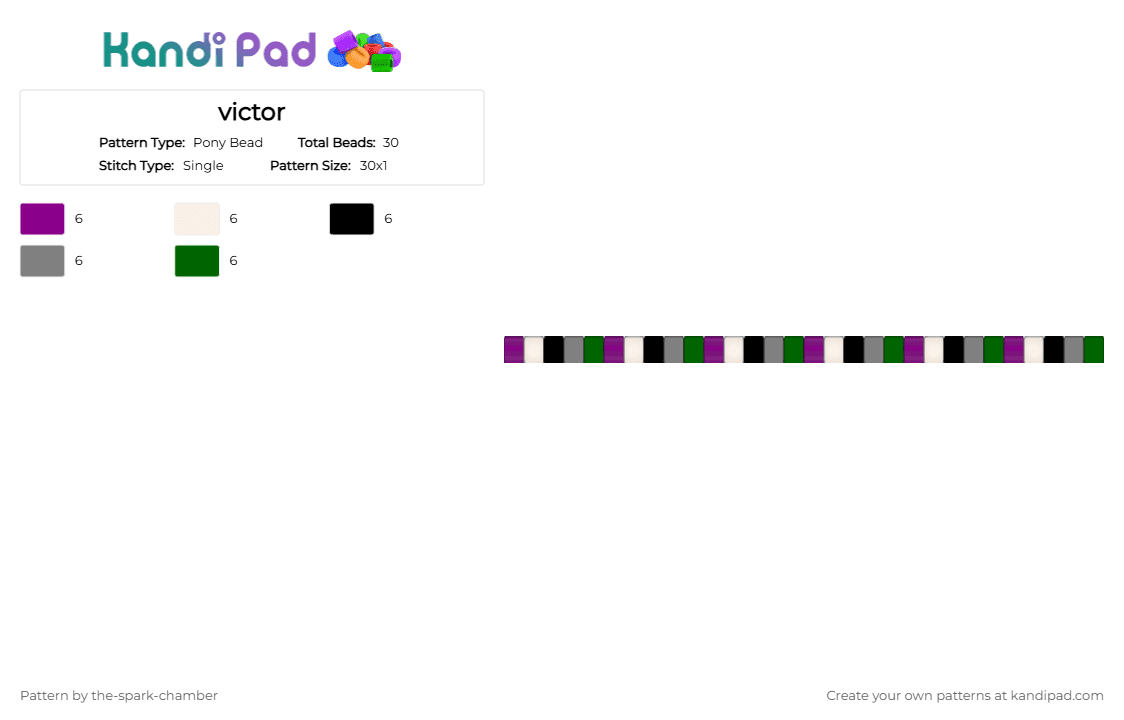 victor - Pony Bead Pattern by the-spark-chamber on Kandi Pad - pink,gray,green