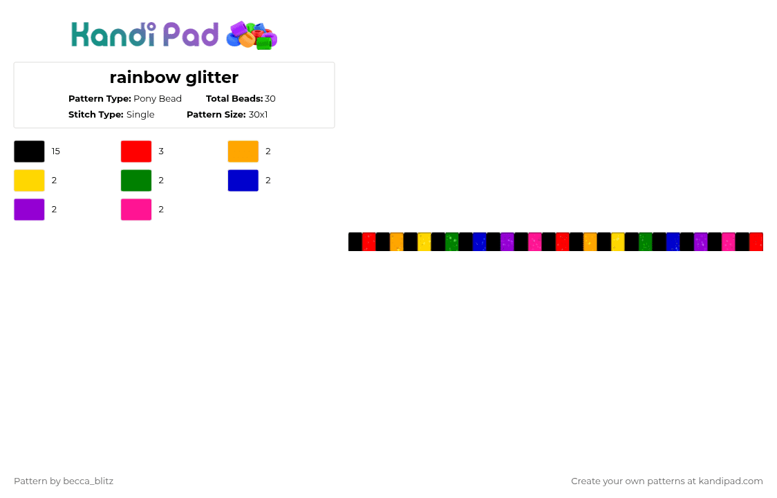 rainbow glitter - Pony Bead Pattern by the-spark-chamber on Kandi Pad - black,red,purple