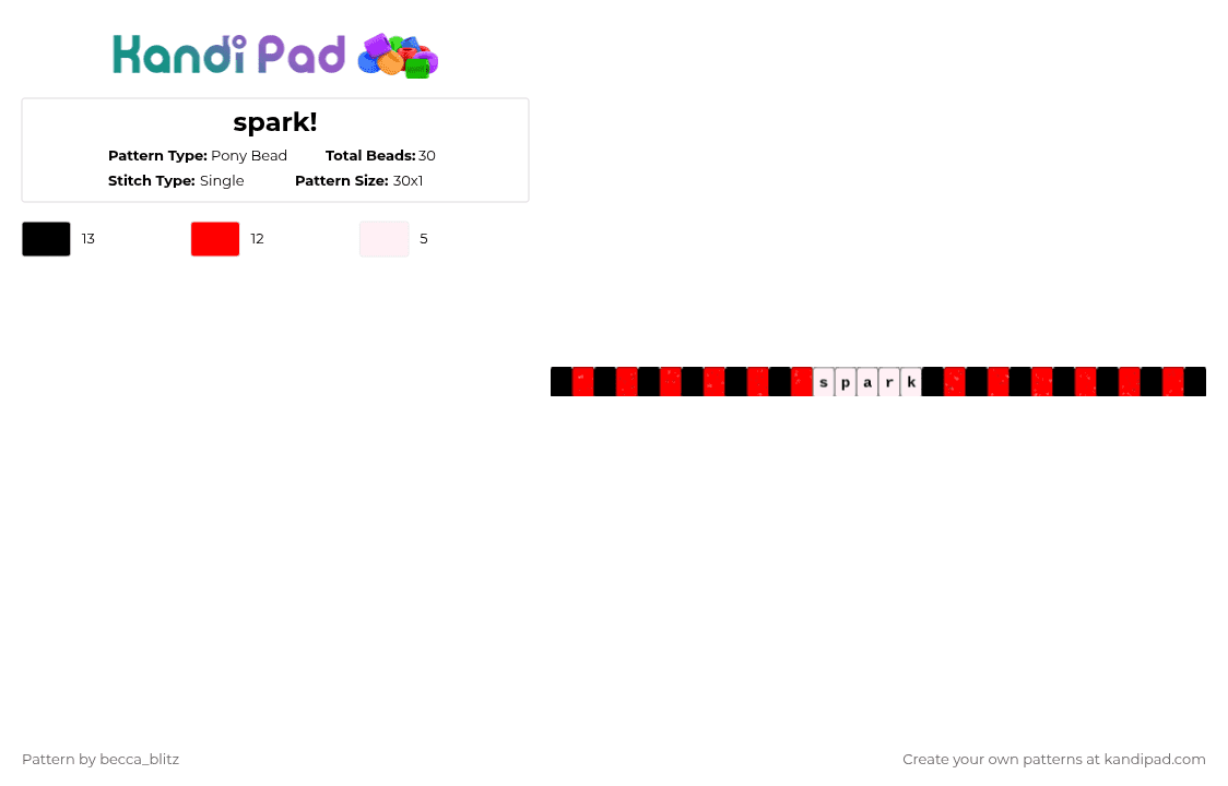 spark! - Pony Bead Pattern by the-spark-chamber on Kandi Pad - red,white