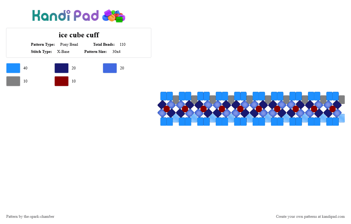 ice cube cuff - Pony Bead Pattern by the-spark-chamber on Kandi Pad - light blue