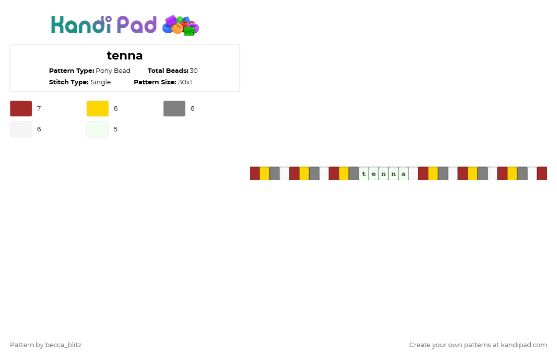 tenna - Pony Bead Pattern by the-spark-chamber on Kandi Pad - red