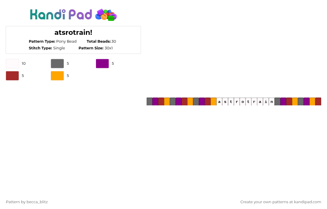 atsrotrain! - Pony Bead Pattern by the-spark-chamber on Kandi Pad - gray,pink,red,orange